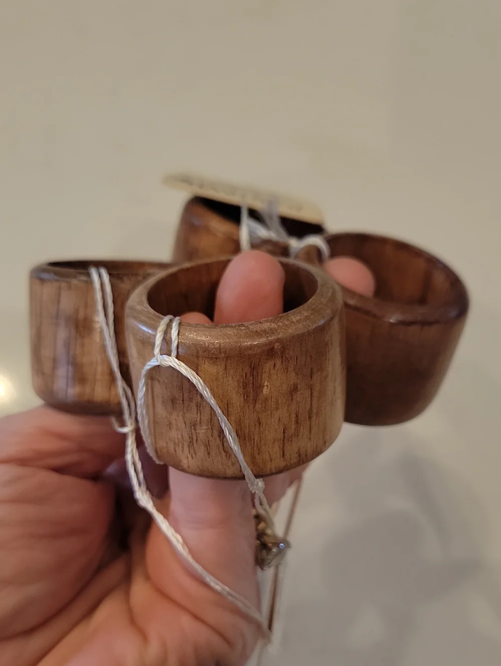 New Bardwell Linen Walnut Napkin Rings